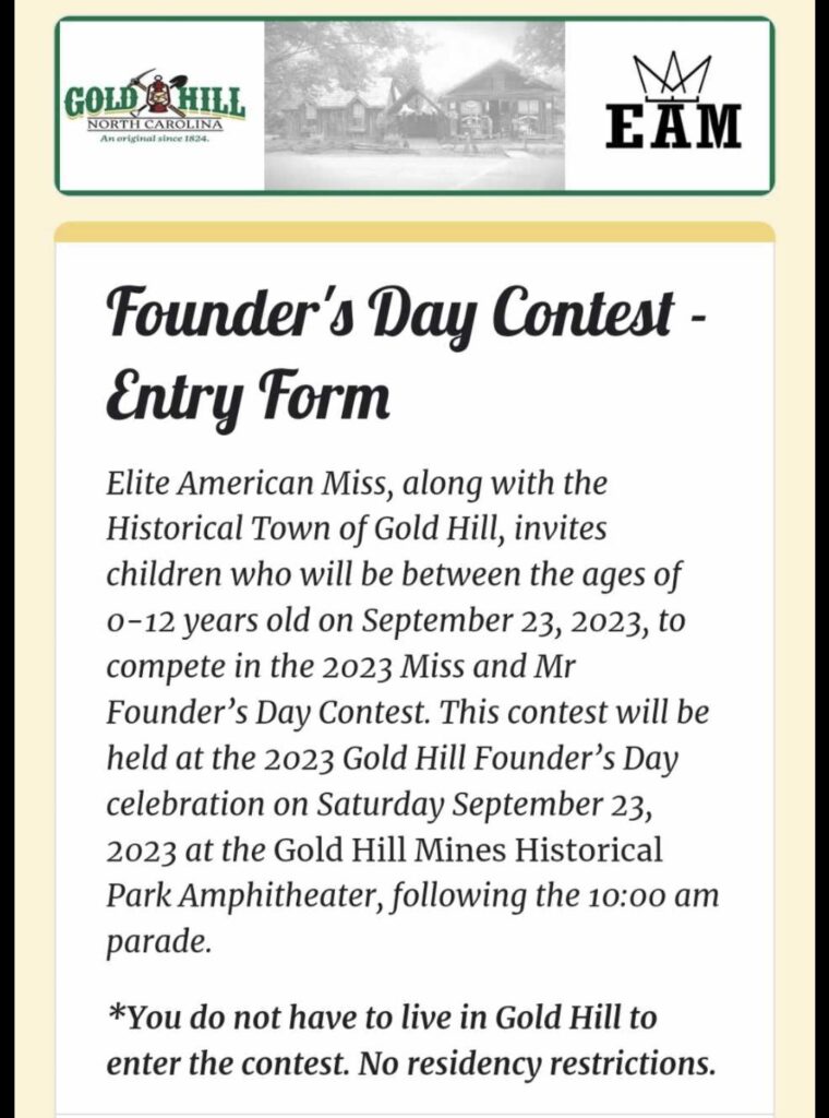 Little Miss & Mister Gold Hill Contest Form