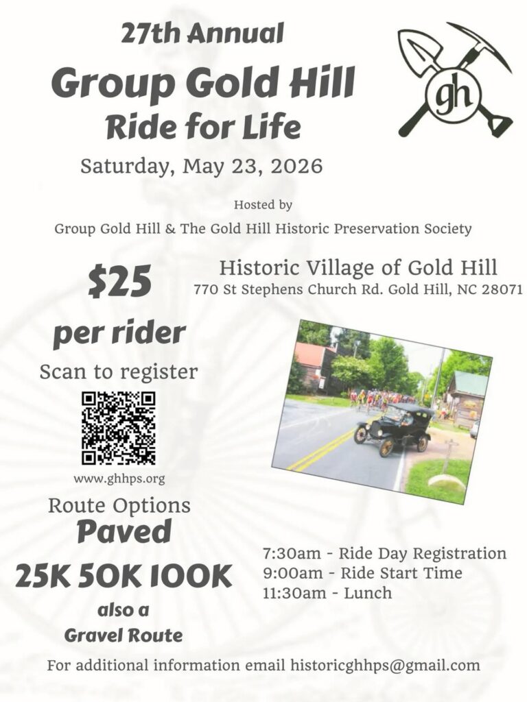 Group Gold Hill Bike Ride, Always on Saturday of Memorial Day Weekend at Gold Hill, NC